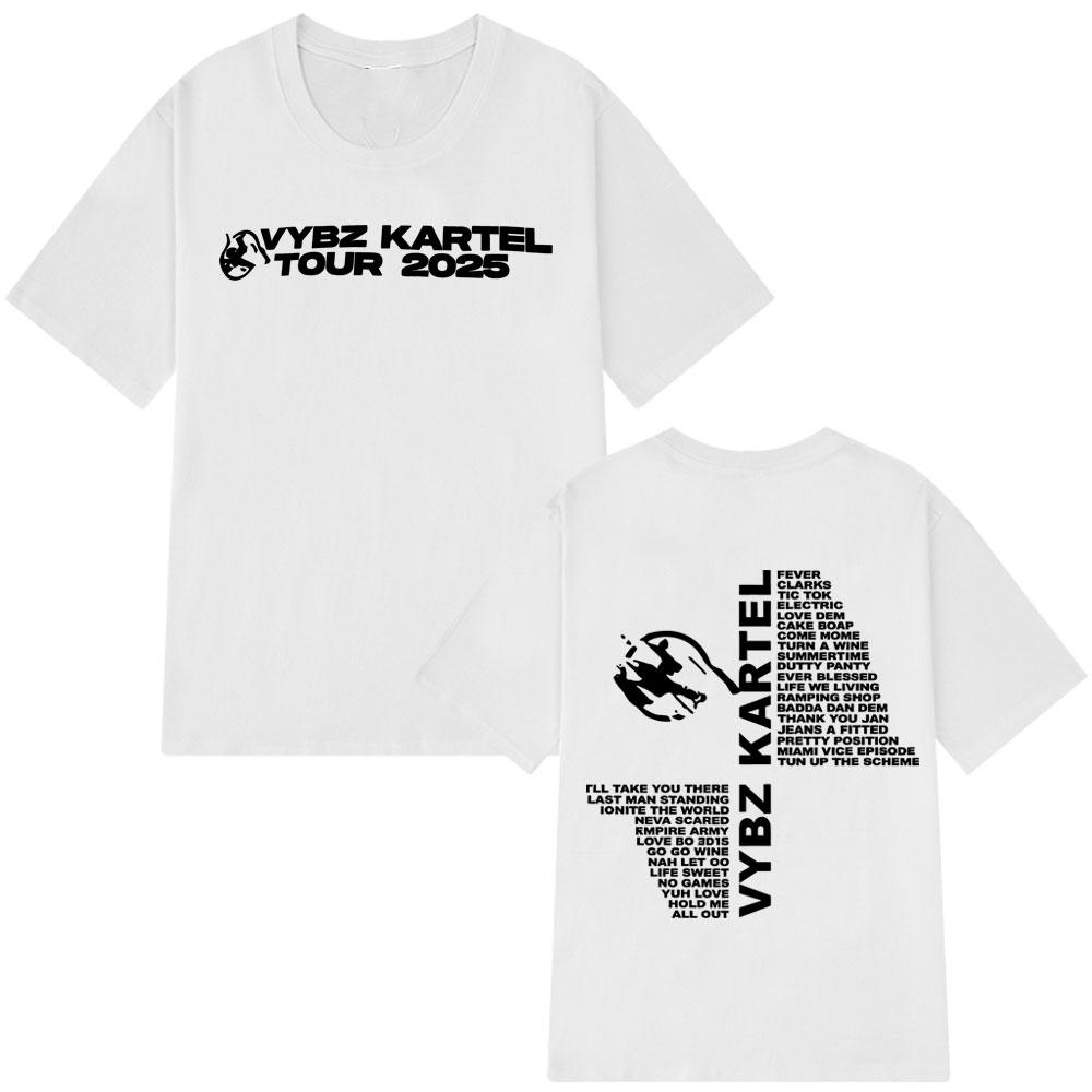 2025 Trasa Raper Vybz Kartel Nowy Album Męska Damska Moda Harajuku Oversize 100% Czysta Bawełna Nadrukowana Oddychająca Koszulka