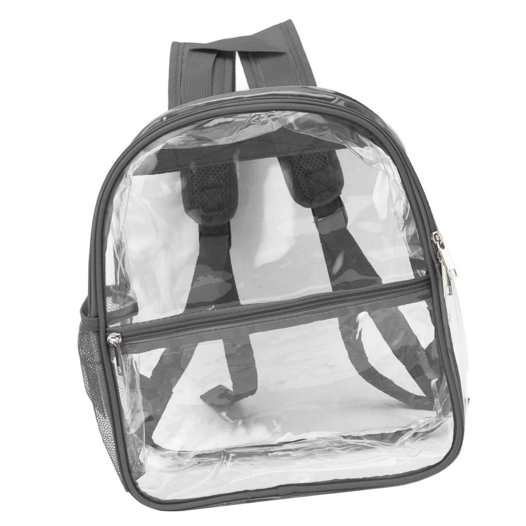 PVC Transparent Backpack Portable PVC Zipper Design High Capacity Clear Backpack for School Grey