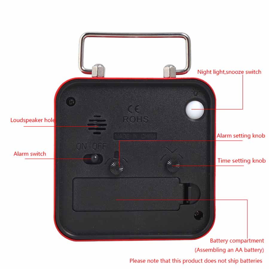 

3.5-inch simple square desktop metal alarm clock, creative and fun digital clock; Comes with snooze function белый