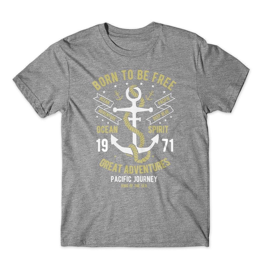 

Born to Be Free T-Shirt. 100% Cotton Sailing Sailor Anchor Premium Tee New L