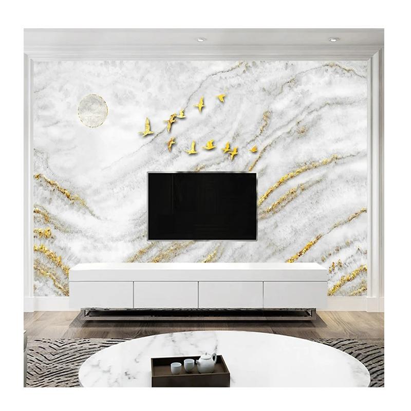 Marble Photo Wallpaper Gold Leaf Scenery Mural Wall Paper Living Room TV Bedroom Luxury Home Decor