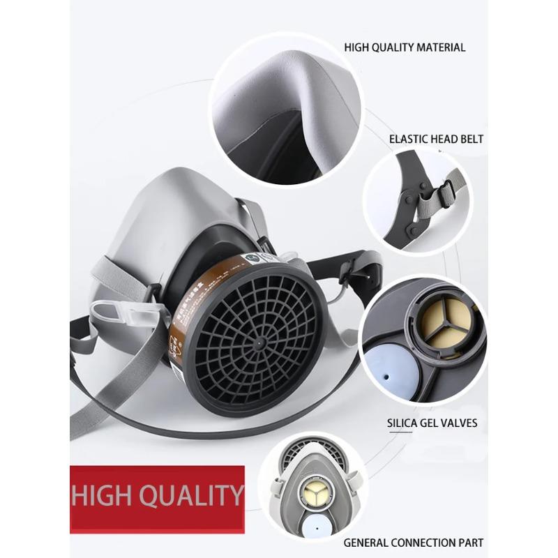 Poloobličejový chemický respirátor proti prachu Ochranná maska ​​pro bezpečnost práce pro průmyslové leštění Stříkání nátěrů Organické výpary