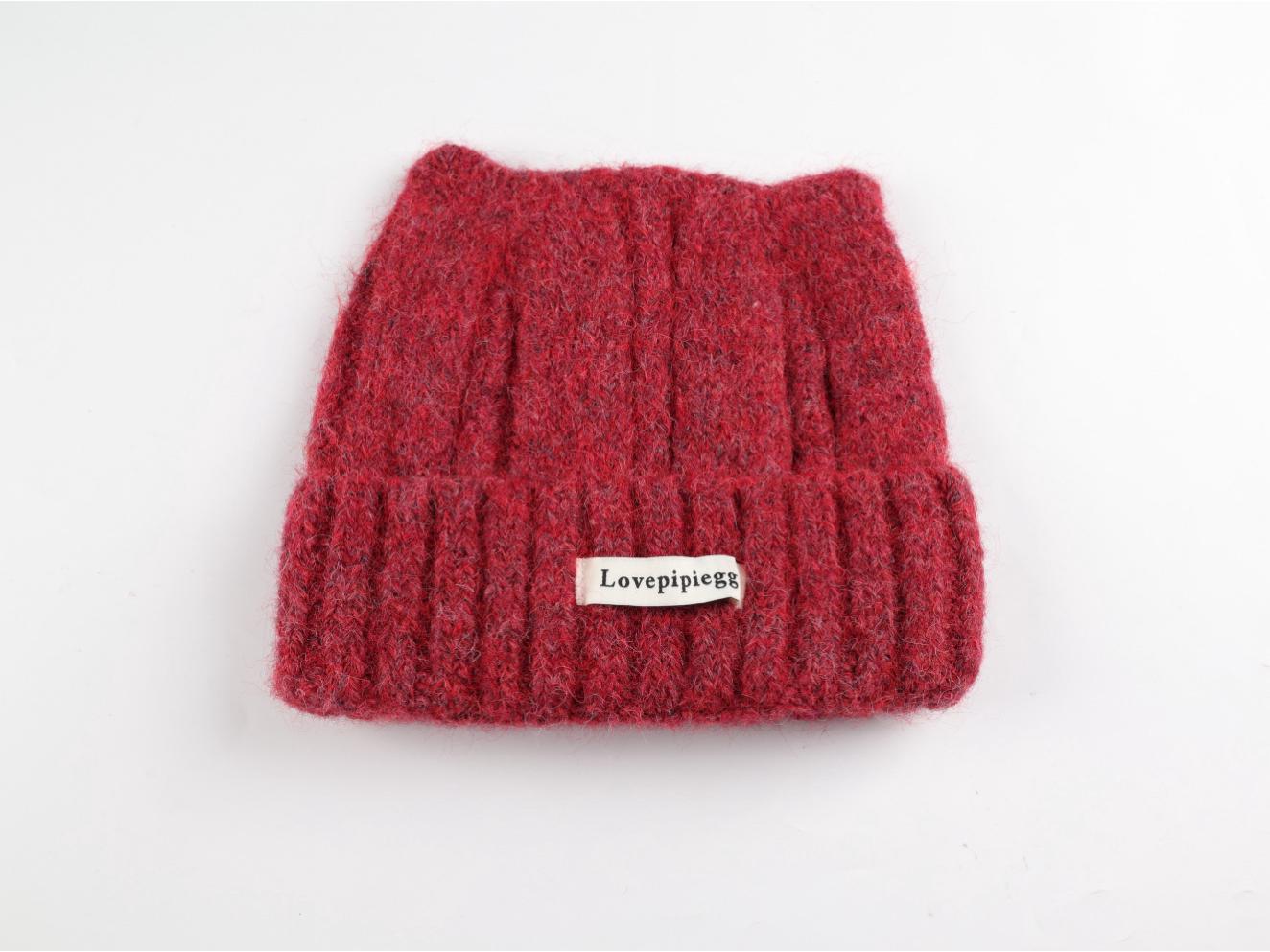 

Женская шерстяная шапка-бини с кошачьими ушками в японском стиле на флисовой подкладке - Теплая, плотная вязка для защиты в холодную погоду