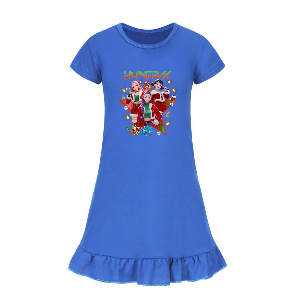 5182 Kids Girls Christmas New Year Mira Zoey Rumi Printed Ruffle Short Sleeves Casual Dress