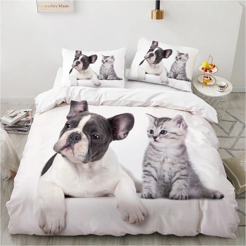 Animal Lie Down Bedding Set,Boy&Girl Duvet Cover Pillow Case Gift, Home Bedroom Quilt Set Large King 260x220cm