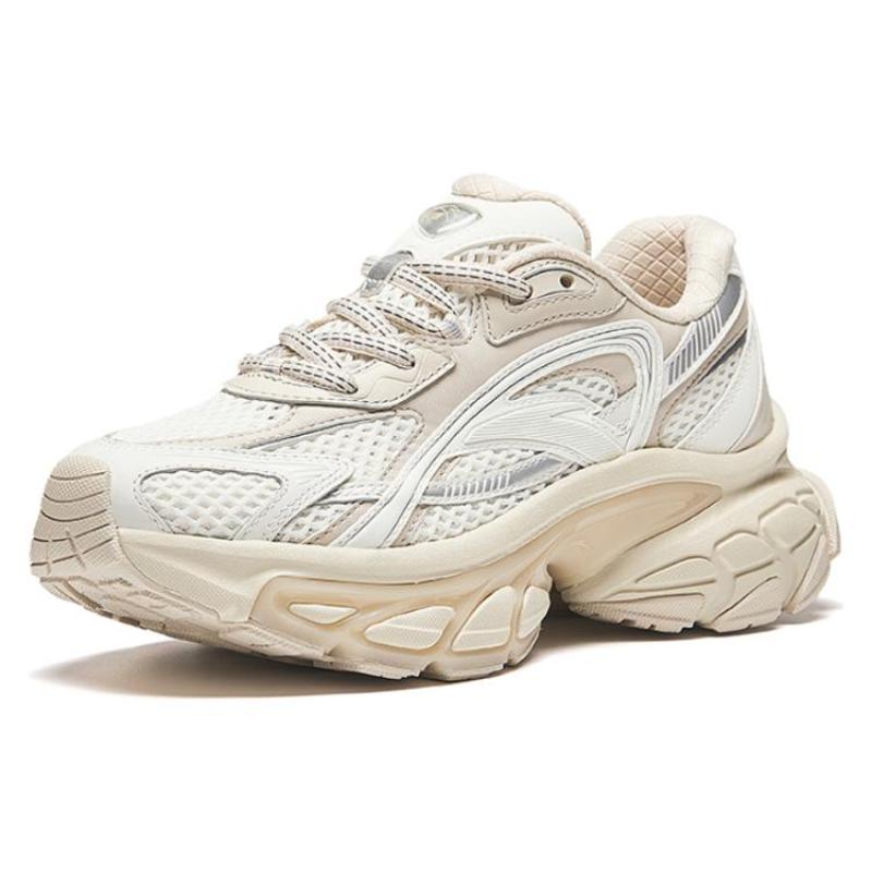 Anta Star Moon Cushioning Slip Resistant Height Increasing Low Top Casual Shoes Women's Ecru Sneakers