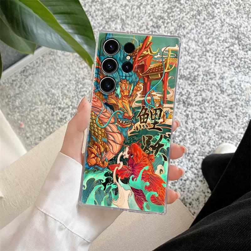 Japanische Kultur Wellen Drache Anime Klare Hülle Für Samsung Galaxy S26 S25 S24 S23 Ultra S20 S21 FE S22 Plus S26 Ultra Handyhülle