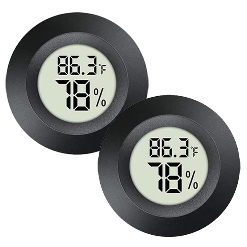 1/2 Pcs Mini Hygrometer Thermometer Fahrenheit or Celsius Meter Digital LCD Monitor Indoor Room Round Humidity Temperature Gauge