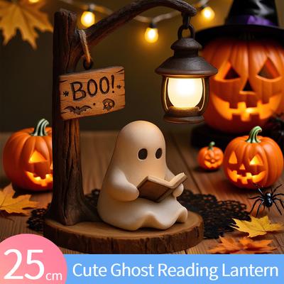Ghost Reading Book Lamp Resin Halloween Ghost Night Light Halloween Ghost Reading Lamp Glowing Halloween Ghost Decorations