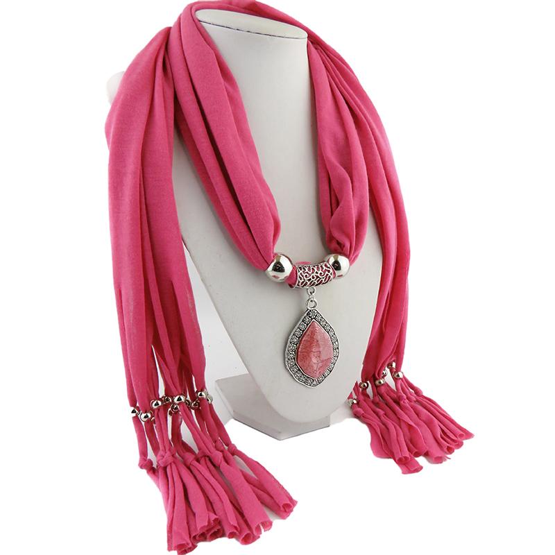 Jewelry Scarf Metal Diamond Jade Pendant Women Shawl Scarf