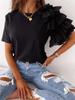 T-shirt estiva nuova stile, semplice, alla moda, a maniche corte con volant