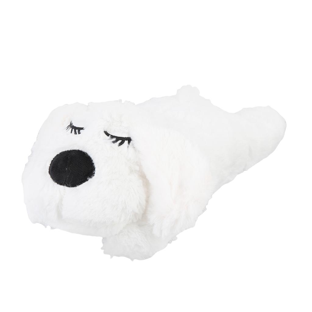 Heartbeat Puppy Toys Interactive Stuffed Animal Heartbeat Plush Toy for Pet Behavioral Sleep Calming Aid White