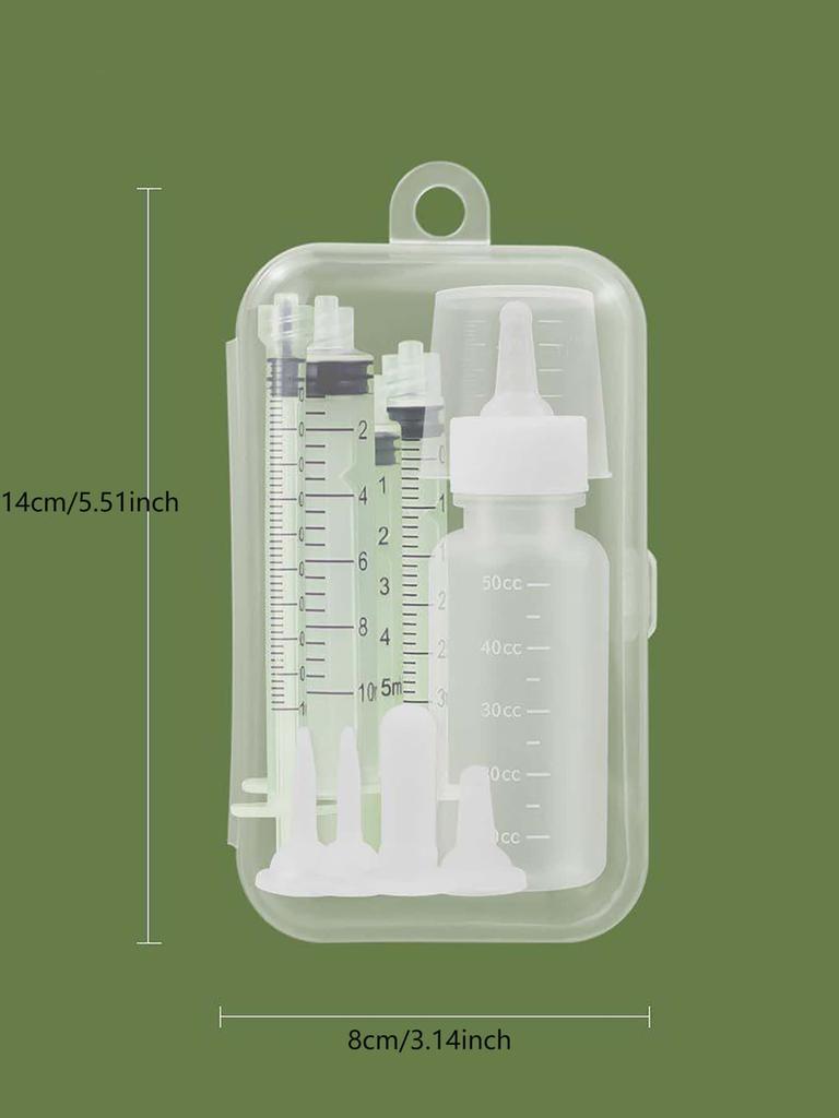 1set-Comfortable grip small pet nursing bottle set - easy to clean kitten bottle feeder set