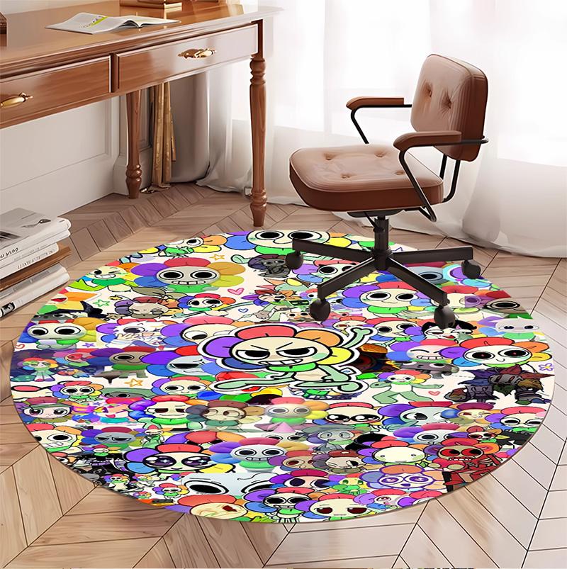 Dandy's World Pattern Round Rug, Indoor/Outdoor Mat, for Picnic, Gameroom, Bedroom, Office, Living Room, Home Decor Carpet, Birthday Gift