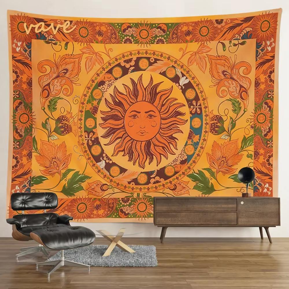 Sun Moon Tarot Tapestry Wall Hanging Bohemian Style Witchcraft Astrology Cloth Fabric Tapestry Flag Living Room Background Cloth