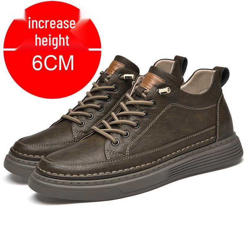 Men's Retro High-Top Sneakers | Thick-Soled, Casual, Invisible 6cm Height Boost, Autumn Trend