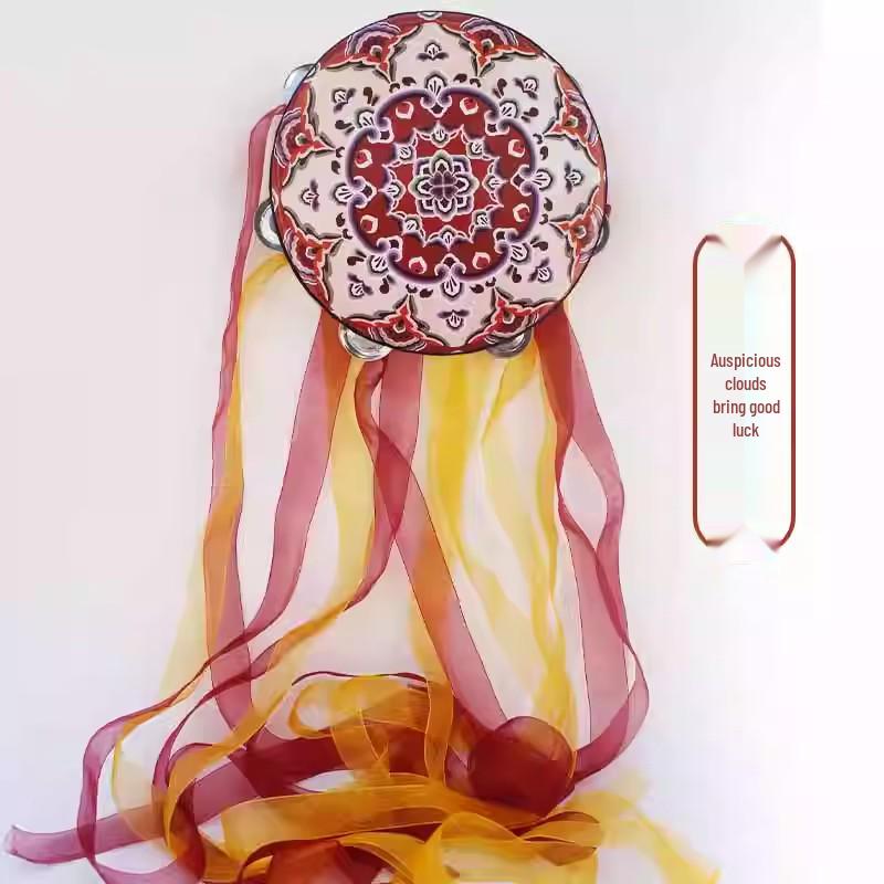 6" & 7" Uyghur Ribbon Tambourine Hand Drum for Dunhuang Apsara Dance