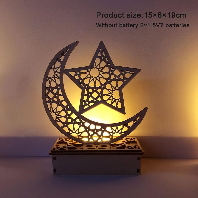 Golden Moon Star Night Light Muslim Ramanda Festival Decoration Table Lamp for Holiday Christamas Atmosphere Styling Lighting
