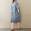 Summer Loose Artistic Retro Printed Cotton Linen Short Sleeved Dress for Women Covering The Flesh Showing Off Thinness Casual Dresses