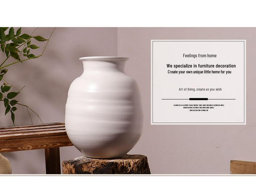 Pure White Decorative Vase for Living Room or Entryway - Perfect for Tabletop Flower Arrangements