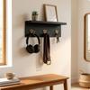 Wooden Wall Hook Rack Solid BrassTone Hooks WallMounted Storage