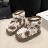 Fashion Luxury Winter Women Short Plush Warm Snow Boots Casual Shoes New Leopard Print Soft Cute Ankle Boots Flats Platform Ladies Shoes