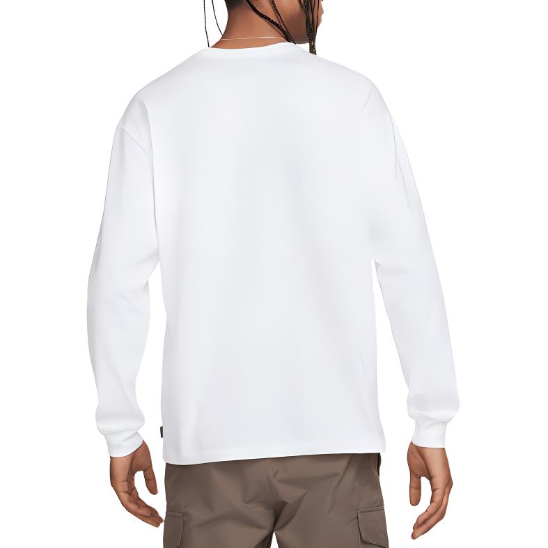 Nike Embroidered Logo Crew Neck Long Sleeve T-Shirt Men White DO7390-100