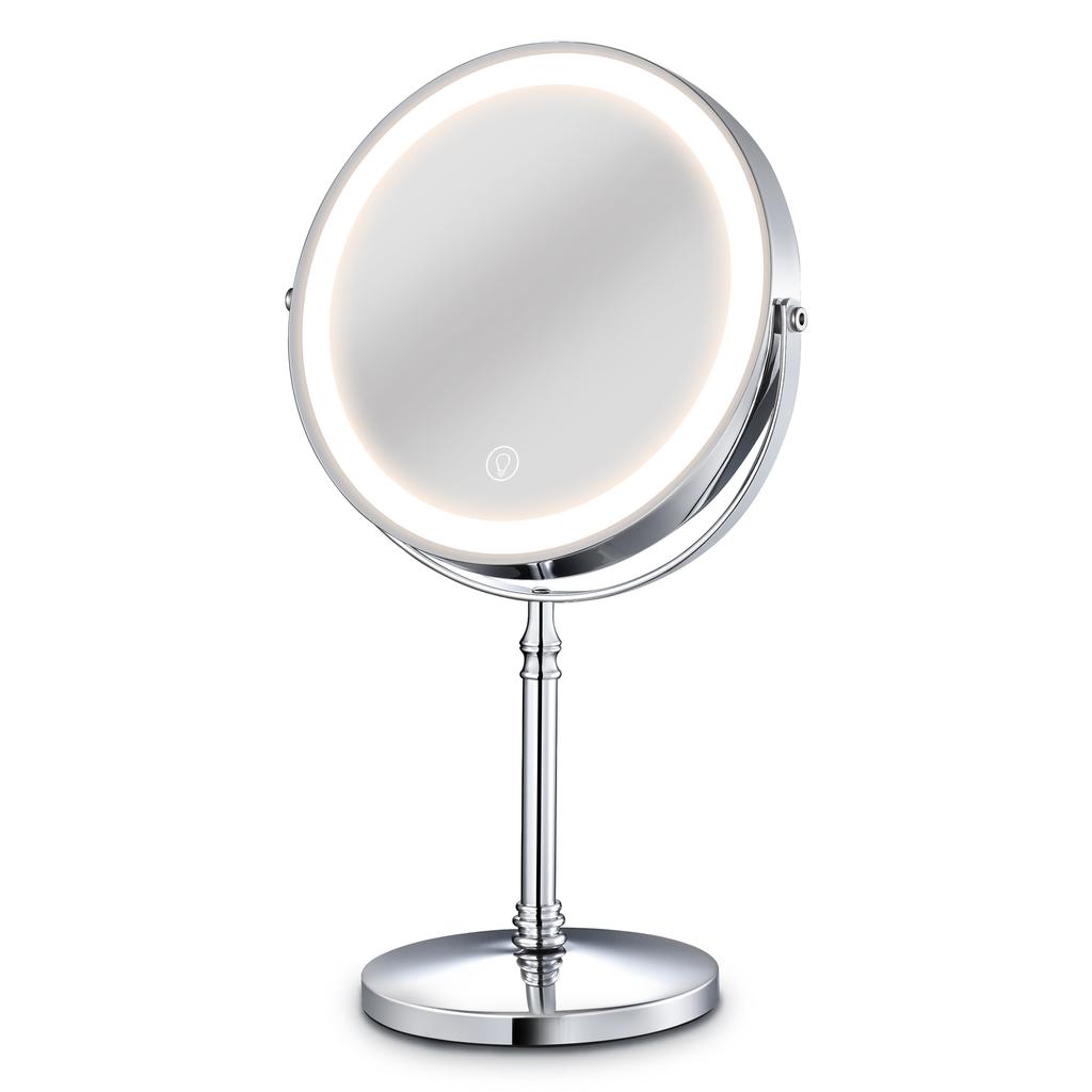 Schminkspiegel mit Lichtlampe, 10-facher Vergrößerung, Desktop-Kosmetikspiegel, Hintergrundbeleuchtung, einstellbares Licht, stehender Kosmetikspiegel