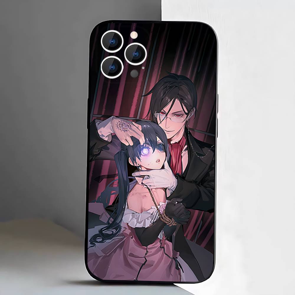 Black Butler ANIME Handyhülle Für iPhone 17,16,15,14,13,12,11,Pro,Max,Plus,E,Air,Mini Schwarz Stoßfest Funda Hülle