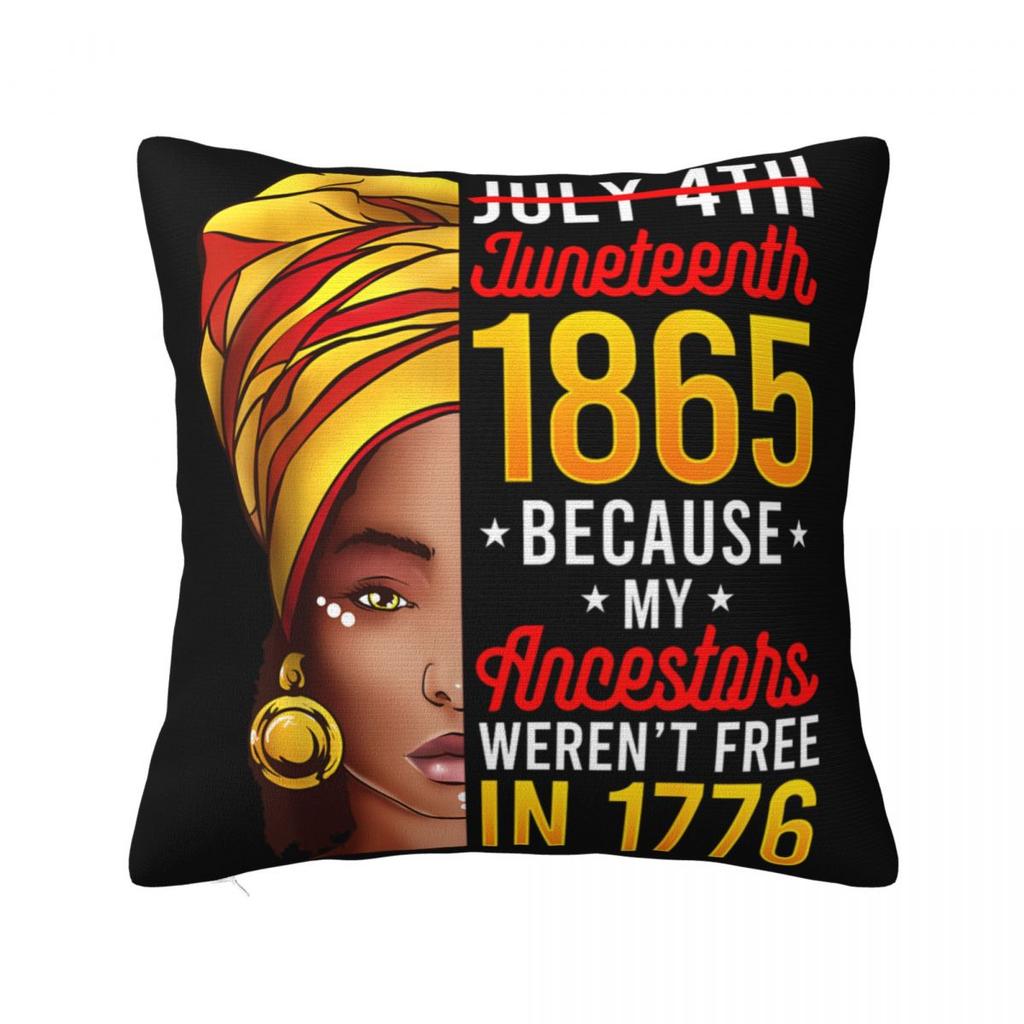 Kwadratowa poszewka na poduszkę Juneteenth Poliestrowe poduszki na sofę Świętowanie Czarnego 1865 Afroamerykańska spersonalizowana poszewka