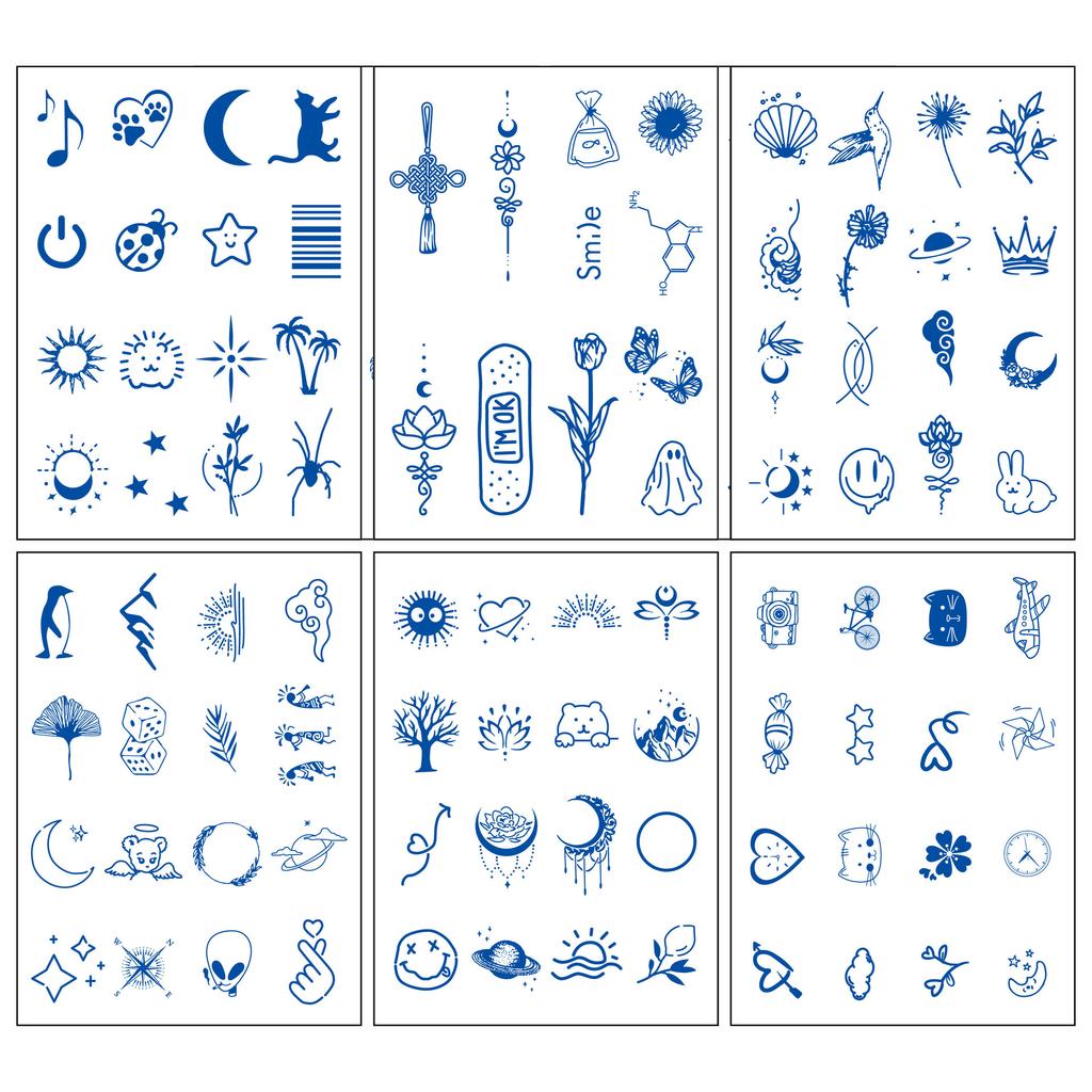 6pcs Lasts To 15 Days Tattoo Sticker Body Art Magic Fake Tattoo Simple Love Butterfly English Letter Waterproof Long Lasting Temporary Finger Tatoo