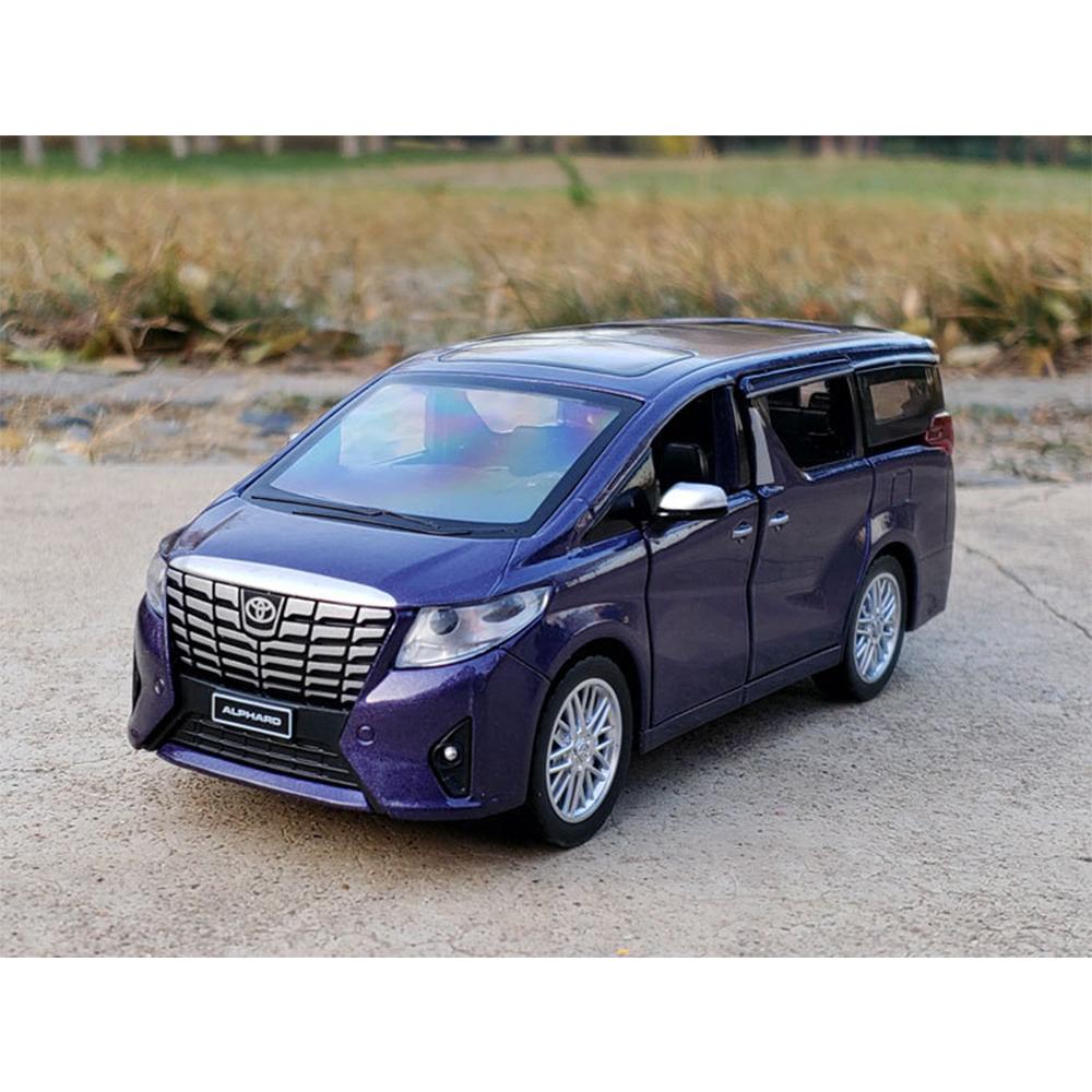 1/29 Electric Car Model Toyota Alphard Boy Collection Pull Back Extended Alloy Cars Men's Souvenir Birthday Gift for Children