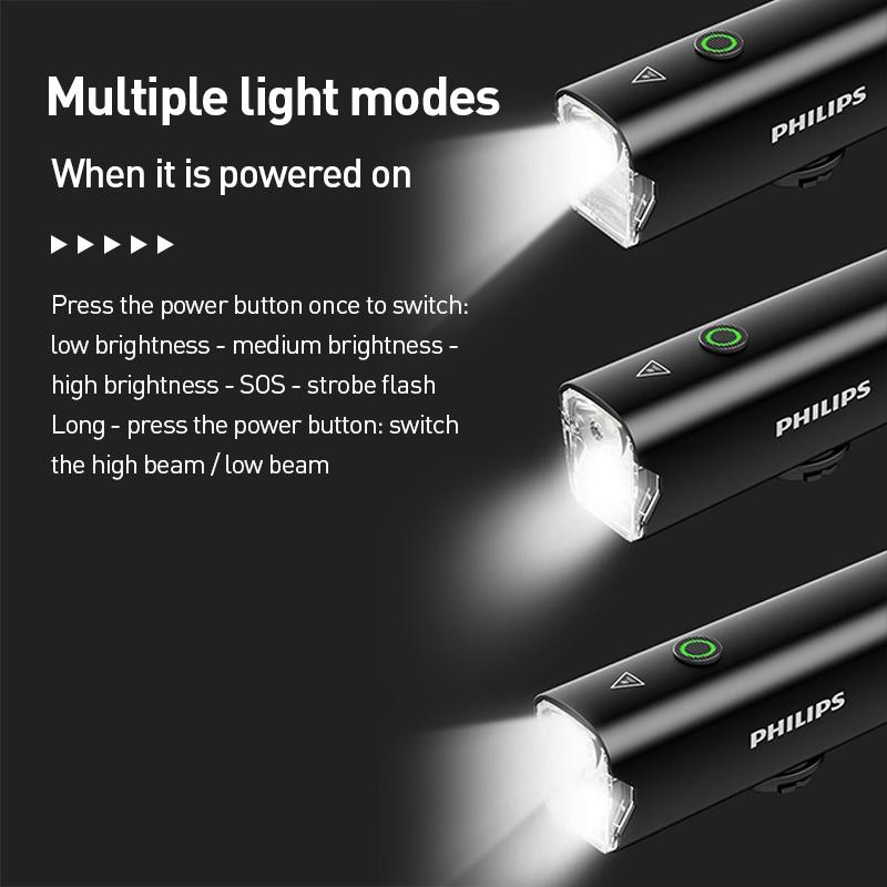 Philips SFL2506 Bike Light Durable Aluminum Alloy Body – Corrosion-resistant and Impact-proof