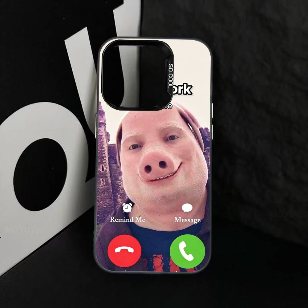 Funny J-John Pork Is Calling Phone Case For iPhone 17,16,15,14,13,12,11 Plus,Pro Max,XS,Colorful Silver Black Cover