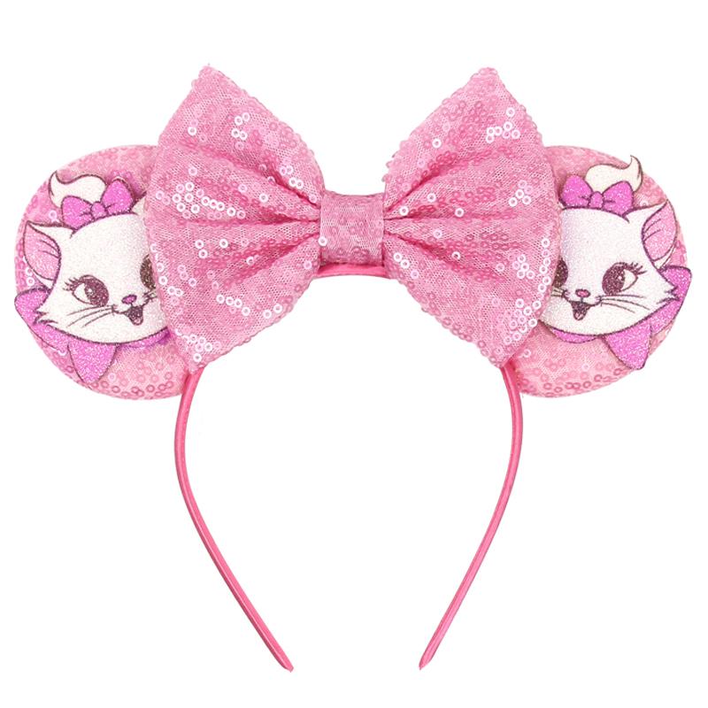 Disney Mickey Uszy Opaska z Cekinami 5" Kokarda Zamek Fajerwerki Opaska do Włosów Dla Dziewczynek Dzieci Featival Impreza DIY Akcesoria do Włosów