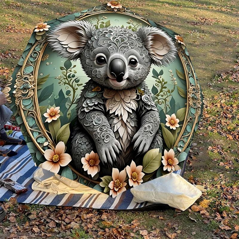 1PC Koala FloralAutomatic Open/Close Umbrella with Windproof, 8-Rib Sturdy Canopy, Durable Ribs, Fashionable Design, Outdoor Accessory, Fun Prin, Holi