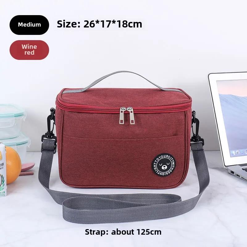 Portable Lunch Bag Food Thermal Box Waterproof Office Cooler Lunchbox With Shoulder Strap Insulated Case Essential For Picnics