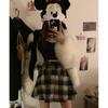 Plus Size Plaid Wool A-Line Belted Skirt - Autumn/Winter, Red, High Waist, Petite Short Skirt for 200 Jin