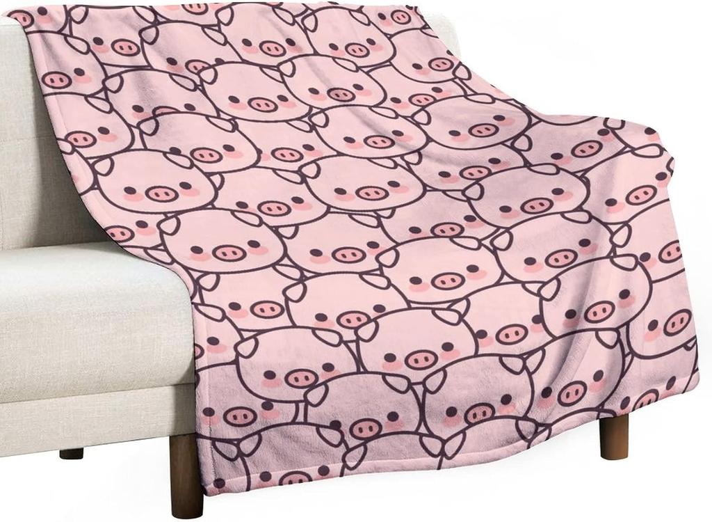 Pig Blanket Gifts Flannel Fleece Throw Blanket Soft for Girls Boys Adults Lightweight Comfortable Warm Cute Pig Themed Blanket