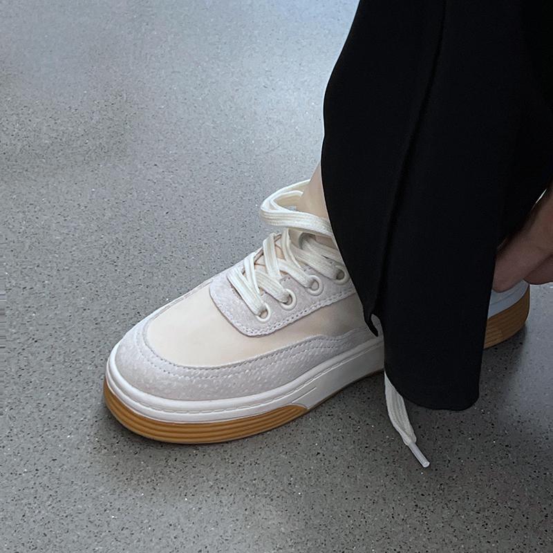 Pantofi de primăvară din piele intoarsă de vacă cu platformă cu nituri cu șireturi pentru femei pantofi casual