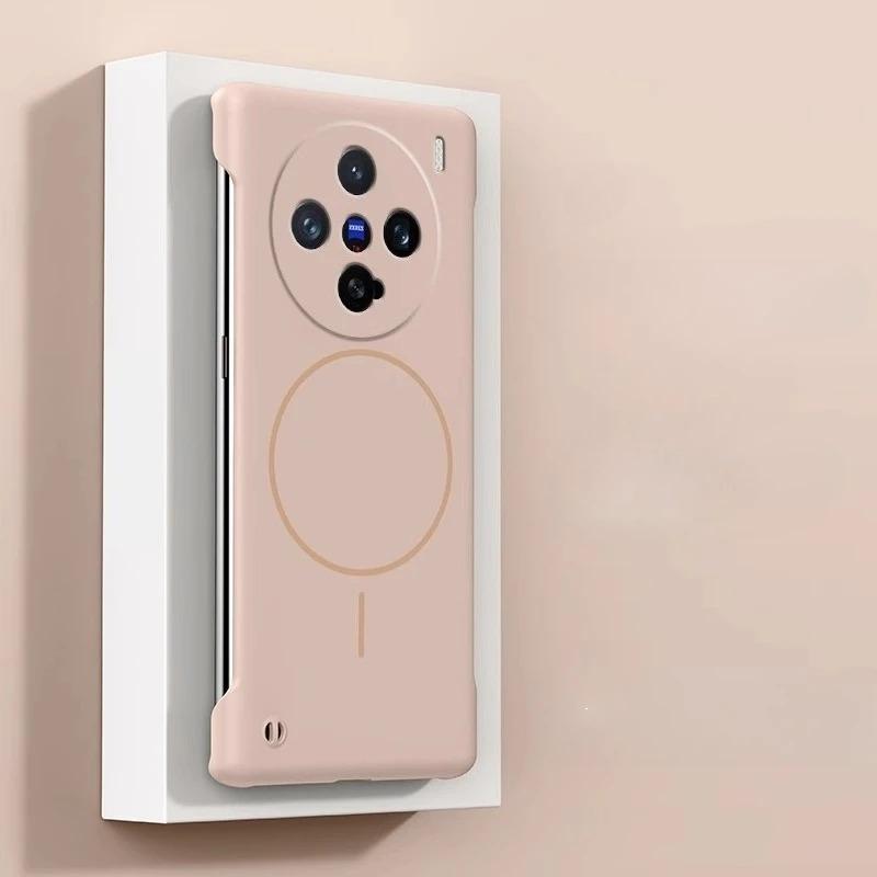 

Магнитный безрамный противоударный чехол для VIVO X200 Pro Magsafe Wireless Charging Ультратонкий жесткий чехол для ПК VIVO X200Pro mini vivo X200 розовый