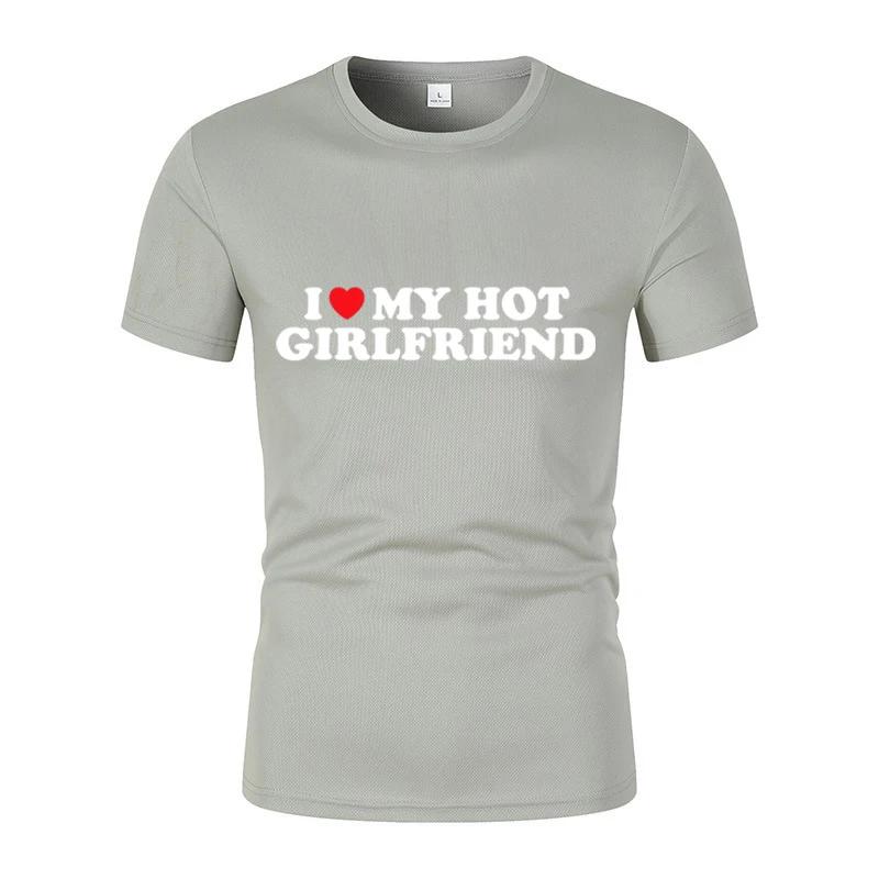 I Love My Hot Boyfriend Short-Sleeved T-Shirt Summer New Couple Funny Pattern Printed Casual Short-Sleeved T-Shirt Street Tops