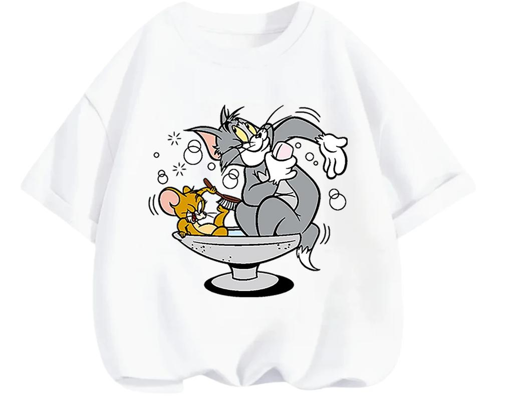 New Fashion Trend Tom And Jerry T Shirt Summer Casual Daily Tops Cartoon Print For Young Children