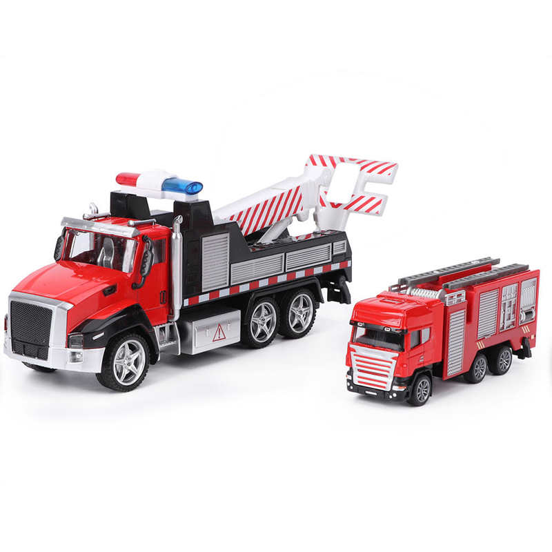1/42 2 ks tlakově lité záchranné vozidlo Hasičské auto se stahovacím světlem pro děti s hudebním modelem