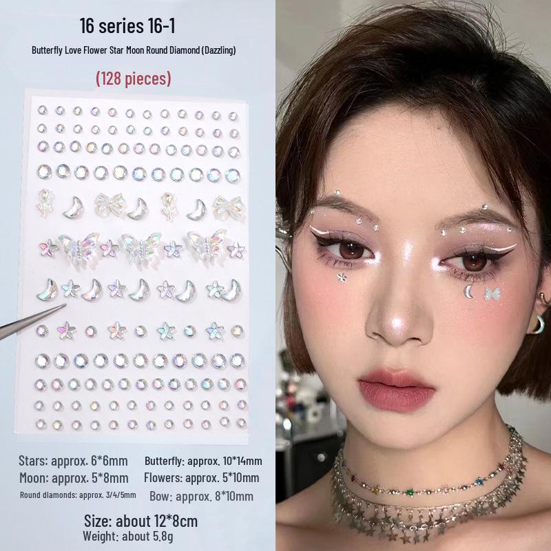 3D Butterfly & Star Face Sticker Set with Rhinestones & Pearls for Kids