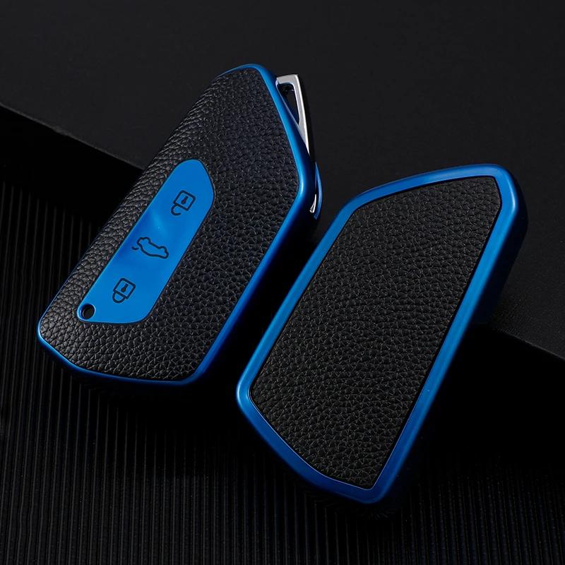 

Car Key Case for VW Volkseagen Golf 8 MK8 ID.3 ID.4 Cupra Skoda Octavia A8 SEAT Leon MK4 2020 2026 2026 Formentor Tarraco синий