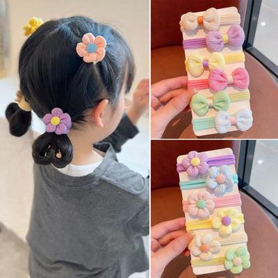 6/12Pcs Hair Rope High Elasticity Fabric Hair Rings Flower Bowknot Decor Versatile Hair Tie Hair Accessory