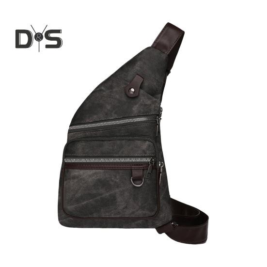 

Нагрудная сумка из искусственной кожи с регулируемым ремнем, унисекс, сумка на плечо, противоугонная сумка в стиле ретро, ​​дорожная сумка с несколькими карманами, боковой рюкзак через плечо на слинге чёрный