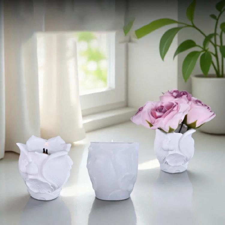 Flexible Lotuses Flower Mold For Homemade Jewelry Boxes And Cement Art Candle Holder Mold Jewelry Organiser Mold