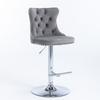 Swivel Velvet Barstools Adjustable Seat Height from 25-33 Inch, Chrome base Bar Stools with Backs Comfortable Tufted, Set of 2,DE1712GY,Gray